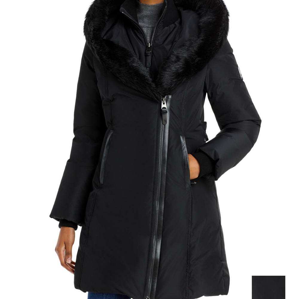 Mackage Black Puffer Coat with Fur Trim